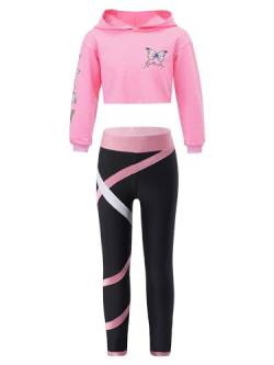 MSemis Sportkleidung Mädchen Jogginganzug Langarm Kinderkleidung set Sportanzug 2tlg /3tlg Tracksuit Freizeitanzug Sweatshirt + Sporthose Trainingsanzug Rosa D 122-128 von MSemis