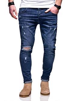 MT Styles Herren Jeans Slim Fit Hose JN-3713 [Blau, W33/L32] von MT Styles