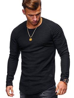 MT Styles Herren Oversize Sweatshirt Biker Pullover Hoodie MT-7311 [Schwarz, L] von MT Styles