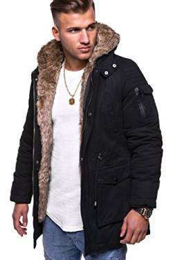 MT Styles Winter Parka mit Fell-Imitat Jacke Mantel E-1711 [Schwarz, XL] von MT Styles