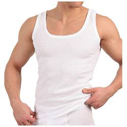 6er Pack Herren Unterhemd DOPPELRIPP Classic Tank Top Weiss Größe M von MT