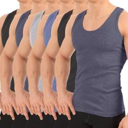 6er Pack Herren Unterhemd FEINRIPP Classic Tank Top Melange Größe M von MT