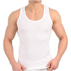 MT 6er Pack Herren Unterhemd FEINRIPP Classic Tank Top Weiss Größe 6XL von MT