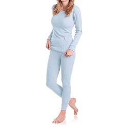 MT Damen Ski- & Thermowäsche Set - warme Unterwäsche Langarm mit weicher Innenseite - Ice Blue S von MT