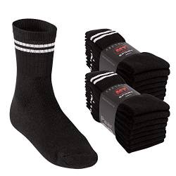 MT Damen und Herren Sport- und Freizeitsocken (16 Paar) Tennissocken - Schwarz-Whitestripe 35-38 von MT