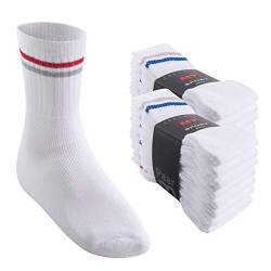 MT Damen und Herren Sport- und Freizeitsocken (16 Paar) Tennissocken - Weiss-Colourstripe 47-50 von MT