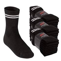 MT Damen und Herren Sport- und Freizeitsocken (24 Paar) Tennissocken - Schwarz-Whitestripe 43-46 von MT