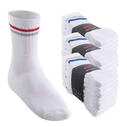 MT Damen und Herren Sport- und Freizeitsocken (24 Paar) Tennissocken - Weiss-Colourstripe 39-42 von MT