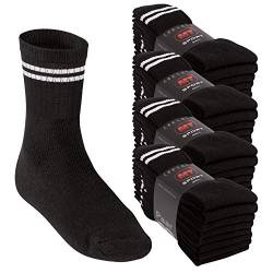 MT Damen und Herren Sport- und Freizeitsocken (32 Paar) Tennissocken - Schwarz-Whitestripe 47-50 von MT