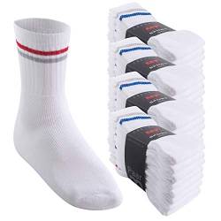 MT Damen und Herren Sport- und Freizeitsocken (32 Paar) Tennissocken - Weiss-Colourstripe 35-38 von MT