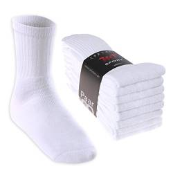 MT Damen und Herren Sport- und Freizeitsocken (8 Paar) Tennissocken - Weiss 47-50 von MT