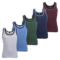 MT Herren Melange Tank-Top (5er Pack) Baumwoll Feinripp Unterhemden ärmellos - Mix mit Grün und Rot 10 (4XL) von MT