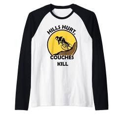 Retro Hills hurt Couches kill Fahrradmotiv Mountain Bike Raglan von MTB Downhill Bike Mountainbike Fahrrad Mann Lustig