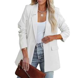 MTROTE HXUE Blazer für Damen, elegant, lässig, Business, Revers, Slim, Langarm, Büro, Blazer, Frühling & Herbst, offene Jacke, Revers, weiß, XXL von MTROTE HXUE