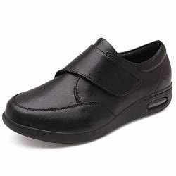 MTSS Diabetiker Schuhe Herren Extra Weit Winter Für Geschwollene Füße, Damen Lederschuhe Senioren Schuhe Gesundheitsschuhe Mit Klettverschluss, Wanderschuhe Edema-Schuhe Verbandsschuhe Black-50 von MTSS