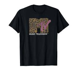 MTV Music Television Leopard Pattern Distressed Classic Logo T-Shirt von MTV