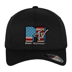 MTV Offizielles Lizenzprodukt American Flag Flexfit Cap (Schwarz), Groß/X-Large von MTV