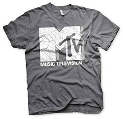 MTV Offizielles Lizenzprodukt Cracked Logo Herren T-Shirt (Dunkelgrau), Medium von MTV