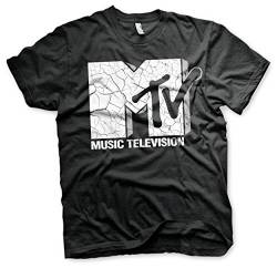 MTV Offizielles Lizenzprodukt Cracked Logo Herren T-Shirt (Schwarz), Medium von MTV