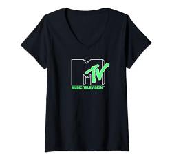 MTV Space Walk Front Back Logo T-Shirt mit V-Ausschnitt von MTV