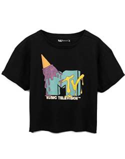 MTV geschnittenes T-Shirt Damen Damen Musik Eiscreme Logo Schwarzes Erntepunkt von MTV