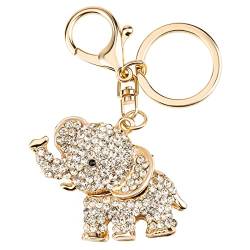 Muamax Schlüsselanhänger mit Elefantenmotiv, Opal, Strass, Schlüsselanhänger für Damen, Geldbörse, Charm, Kristall, Schlüsselanhänger, Gold, silber, S von MUAMAX