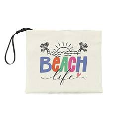 Beach Essentials süße Make-up-Tasche, Kosmetiktasche für Damen, Strand, Sommer, Reisen, Geschenk, Strandzubehör für Urlaub, Weiß 67, 10 inches x 7 inches von MUBIAO