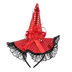 MUCKLILY 2St Halloween-Stirnband Hexenhut lila Maskerade verkleiden Hexenhut Stirnband rot Halloween-Haarreifen Drama-Hut kopfschmuck Cosplay-Kappe Hexen Stirnband Abschlussball Requisiten von MUCKLILY