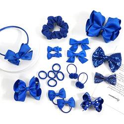 MUFEKUM Mädchen Schule Haarschmuck Set, Blaue Schleife Haarspangen Schleife Stirnband Haarschmuck für Mädchen Kinder Weihnachten Geburtstag Geschenk (Blau) von MUFEKUM