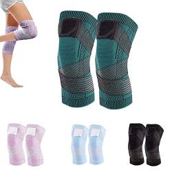 A Pair Knee Compression Sleeve,Best Knee Brace Sports Compression Sleeve,3D High Elastic Knee Brace Support Knee Pads Compression Fit Support,for Joint Pain and Arthritis Relief. (XL, green) von MUGUOY