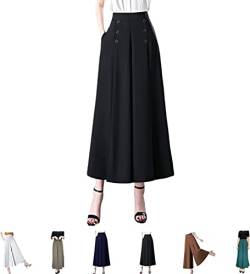 Cool and Slim Stylish Pleated Wide-Leg Pants,High Waisted Beach Flowy Wide Leg Pants,Fashion Casual Work Office Straight Long Trousers for Women. (2XL, Black) von MUGUOY