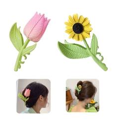 Fashion Large Tulip Hair Clip, Sweet Vintage Flower Claw Clip, Pink Flower Hair Clips, Elegant Non Slip Shark Hairpin, Hair Accessories for Women von MUGUOY