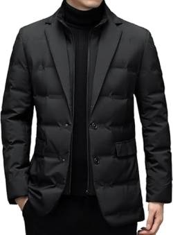 Fashion Urban Windbreaker Men's Business Casual Windbreaker Down Jacket, Winter Solid Color Warm Waterproof Cold-proof Down Jacket, Parkas (M, Black) von MUGUOY