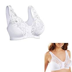 MUGUOY Front Hooks, Stretch-Lace, Super-Lift, and Posture Correction Bra,Front Closure Full Coverage Back Support Breathable Bras for Women. (White, XL) von MUGUOY