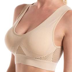 MUGUOY Nahtloser luftdurchlässiger, kühlender Komfort-BH für Frauen - Liftup Air Bra, Pullover ComfortFlex Fit Wirefree Bra (2XL, beige) von MUGUOY