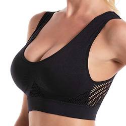 MUGUOY Nahtloser luftdurchlässiger, kühlender Komfort-BH für Frauen - Liftup Air Bra, Pullover ComfortFlex Fit Wirefree Bra (2XL, schwarz) von MUGUOY