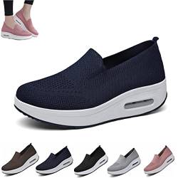 Women's Orthopedic Mesh Shoes Slip On Sneakers, Air Cushion Platform Mesh Mules Sneaker Sandals, Breathable No Slip Loafers, Arch Support Casual Sandals. (EU 38, Blue) von MUGUOY