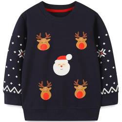 Kinder Jungen Weihnacht Pullover Sweatshirt Weihnachtsoutfit Weihnachtspuli Christmas Rentier Weihnachtsmann Weihnachtskleidung 104 von MUJOQE