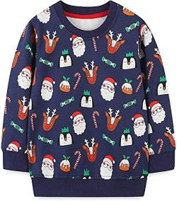 MUJOQE Jungen Pullover Sweatshirt Kinder Weihnachtspullover Warme Weihnachtsmann Langarm Shirt für Baby 2 Jahre von MUJOQE