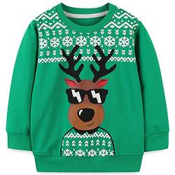 MUJOQE Jungen Rentier Sweatshirt Baumwolle Weihnachtskleidung Warme Pullover Kinder Warme Weihnacht Langarm Shirt Tops 104 4 Jahre von MUJOQE