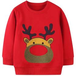 MUJOQE Jungen Weihnachtspullover Kinder Warme Weihnachten Sweatshirts Rentier Pullover Baumwolle Langarm Shirt 3 Jahre 98 von MUJOQE