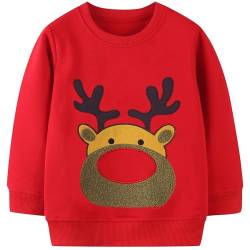 MUJOQE Jungen Weihnachtspullover Kinder Warme Weihnachten Sweatshirts Rentier Pullover Baumwolle Langarm Shirt 4 Jahre 104 von MUJOQE