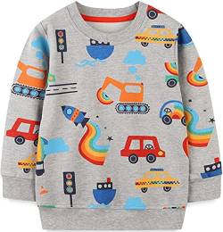 MUJOQE Kinder Jungen Pullover Auto Langarm Baumwolle Sweatshirt Warme Streetwear Oberbekleidung 116 von MUJOQE