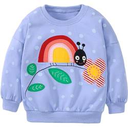 MUJOQE Mädchen Pullover Blume Sweatshirt Baumwolle Kinder Langarm Winter Kleidung Langarmshirt Tops 116 von MUJOQE