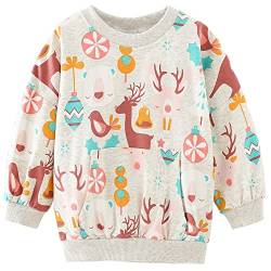 MUJOQE Mädchen Rentier Sweatshirt Baumwolle Weihnachtskleidung Warme Pullover Kinder Warme Weihnacht Langarm Shirt Tops 116 6 Jahre von MUJOQE