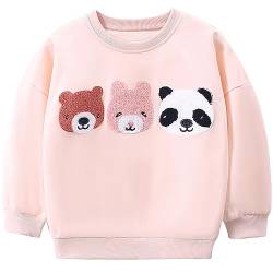 MUJOQE Mädchen Sweatshirt Knitter Langarmshirt Kinder Teddybär Pullover Warme Baumwolle Oberteilung 104 von MUJOQE