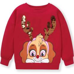 MUJOQE Mädchen Weihnacht Pullover für Kinder Langarmshirt Baumwolle Rentier Sweatshirt Weihnachtskleidung Langarm Tops 2 Jahre von MUJOQE