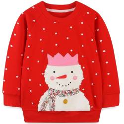 Mädchen Weihnachten Pullover Kinder Schneemann Sweatshirt Langarm Baumwolle Strickpullover Hamster Winter Kleidung 116 von MUJOQE