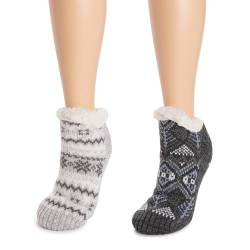 MUK LUKS Damen 2er-Pack Kurze Kabinensocken, Grau Heathr, Small-Medium von MUK LUKS