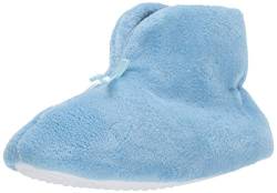 MUK LUKS Damen Micro-Chenille-Stiefel mit Satinschleife Hausschuh, Blau-Blue Mist, Small/Medium von MUK LUKS